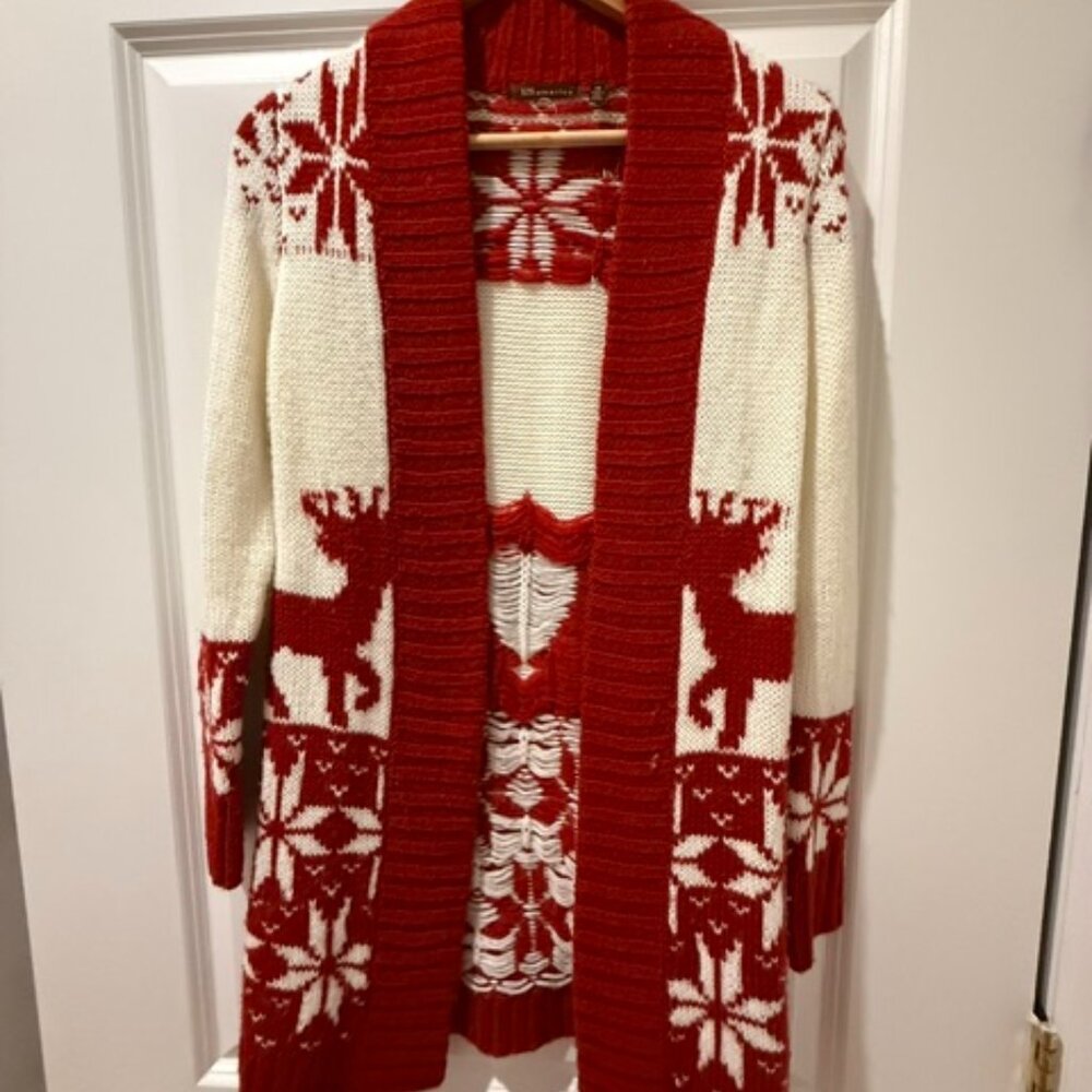 525 America - reindeer holiday cardigan